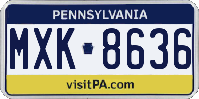 PA license plate MXK8636