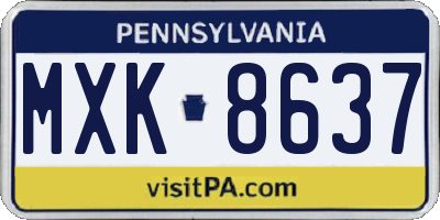 PA license plate MXK8637