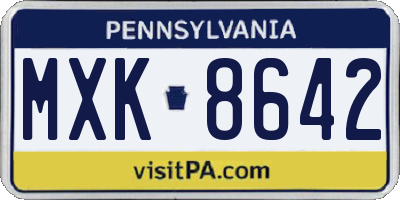PA license plate MXK8642