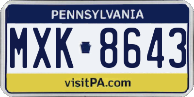 PA license plate MXK8643