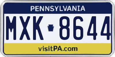 PA license plate MXK8644