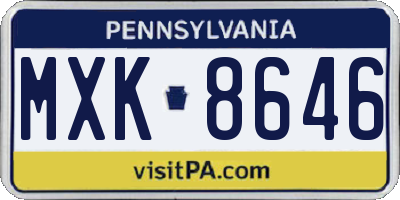 PA license plate MXK8646