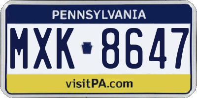 PA license plate MXK8647