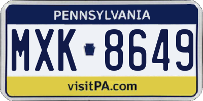 PA license plate MXK8649