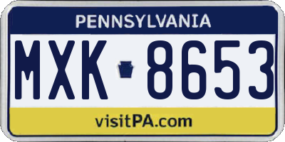 PA license plate MXK8653