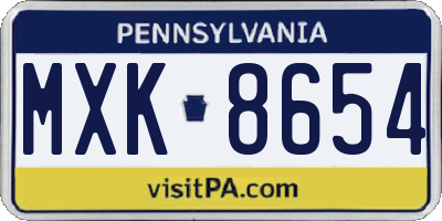 PA license plate MXK8654