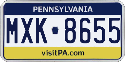 PA license plate MXK8655