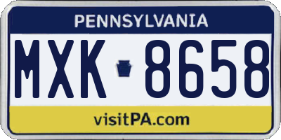 PA license plate MXK8658
