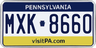 PA license plate MXK8660