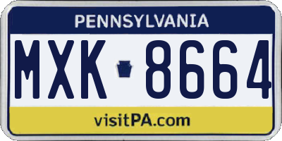 PA license plate MXK8664