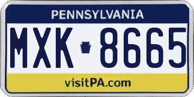 PA license plate MXK8665