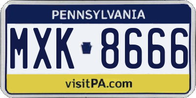 PA license plate MXK8666