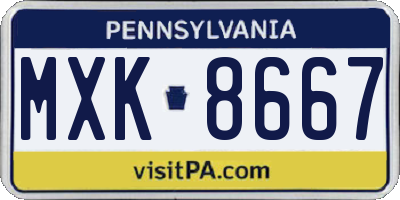 PA license plate MXK8667