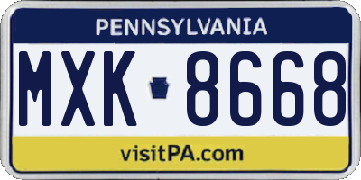 PA license plate MXK8668