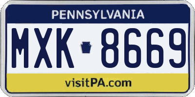 PA license plate MXK8669