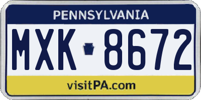 PA license plate MXK8672