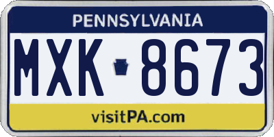 PA license plate MXK8673