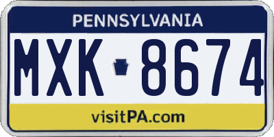 PA license plate MXK8674