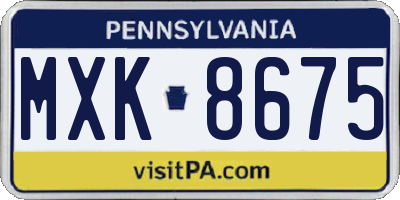 PA license plate MXK8675