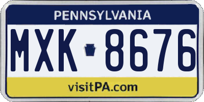 PA license plate MXK8676