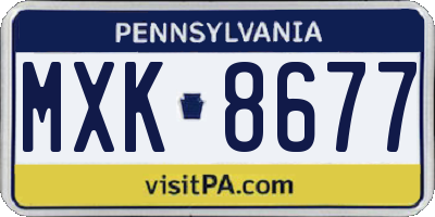 PA license plate MXK8677