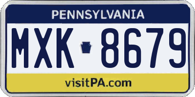 PA license plate MXK8679