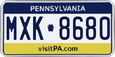 PA license plate MXK8680