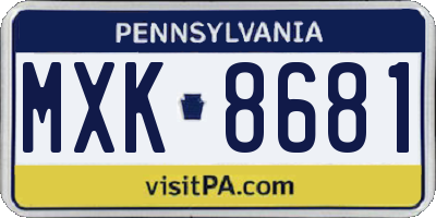 PA license plate MXK8681