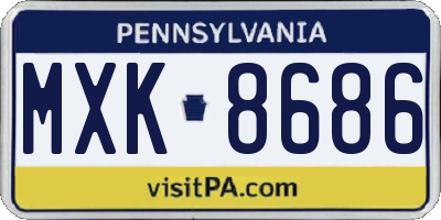 PA license plate MXK8686