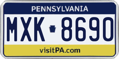 PA license plate MXK8690