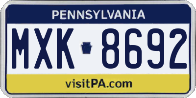 PA license plate MXK8692