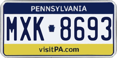 PA license plate MXK8693