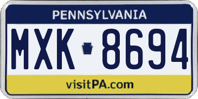 PA license plate MXK8694