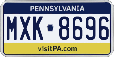 PA license plate MXK8696