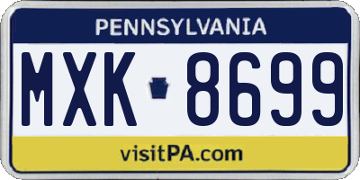 PA license plate MXK8699