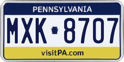 PA license plate MXK8707