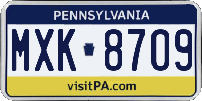 PA license plate MXK8709