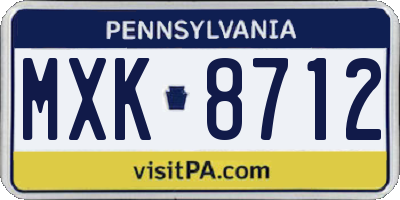 PA license plate MXK8712