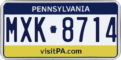 PA license plate MXK8714