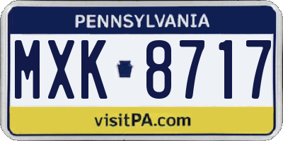 PA license plate MXK8717
