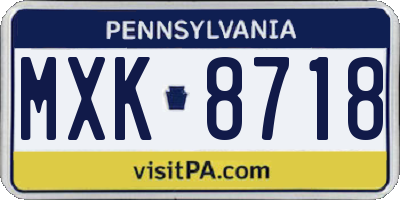 PA license plate MXK8718