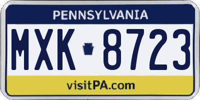 PA license plate MXK8723