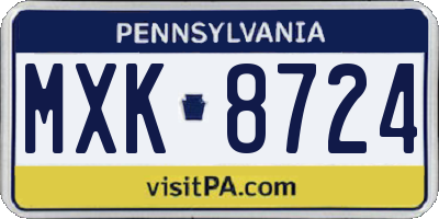 PA license plate MXK8724