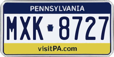 PA license plate MXK8727