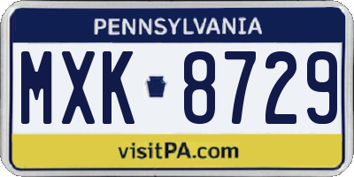 PA license plate MXK8729