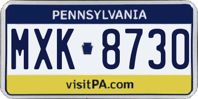 PA license plate MXK8730