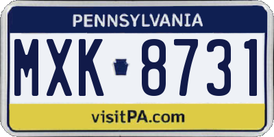 PA license plate MXK8731