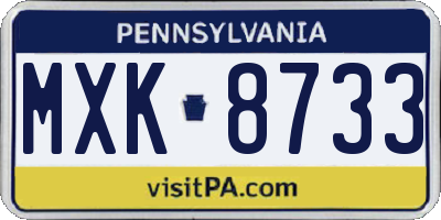 PA license plate MXK8733