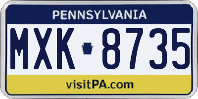 PA license plate MXK8735