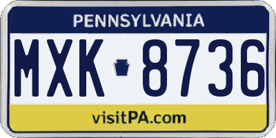 PA license plate MXK8736
